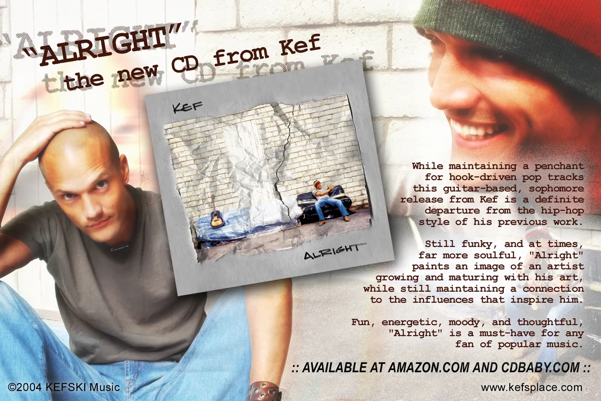 Alright promo postcard with the album cover and two photos of Kef